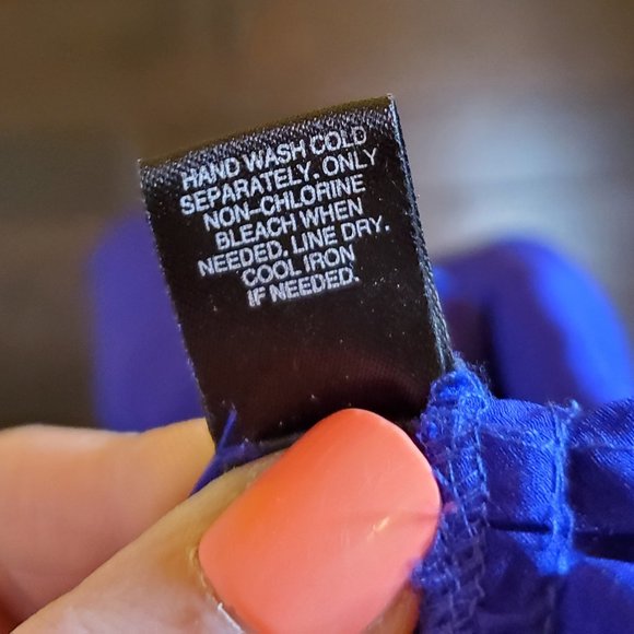 EXPRESS Silk Ruffle Collar Dress XS Cobalt Blue Purple racerback slip Y2K - Picture 10 of 10